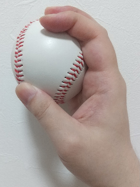 右面から見たシンカーの握り方